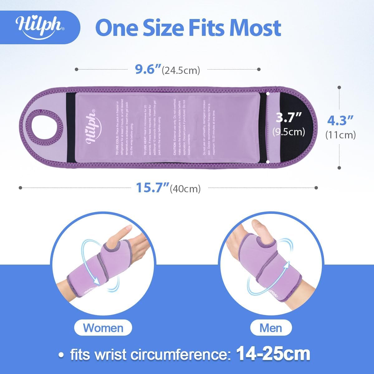 Hilph Wrist Ice Pack Wrap for Carpal Tunnel Relief, FSA Eligible HSA, Reusable Wrist Hot & Cold Therapy Brace for Hand Injuries, Arthritis, Tendonitis, Surgery Recovery Items Gifts Men Women, Blue