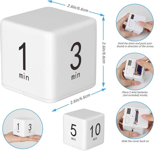 Pomodoro Cube Timer, Productivity Visual Timer 5/25/15/45 Minutes Preset, Desk Portable Rotating Multi Timers for ADHD Time Management Work Study Cooking Workout School