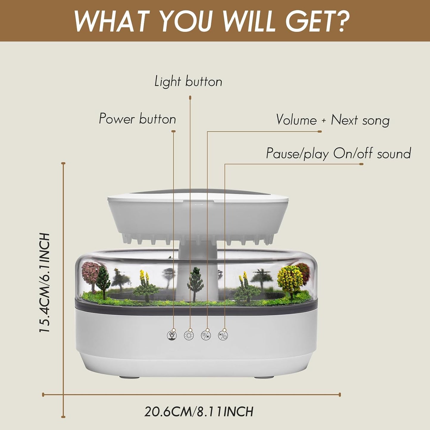 250ML Raindrop Humidifier & Essential Oil Diffuser, Cloud-Shaped Ultrasonic Humidifier with Soothing Rain Sounds, 7-Color LED Mood Light, Auto Shut-Off, Perfect for Bedroom, Office, Yoga & Relaxation