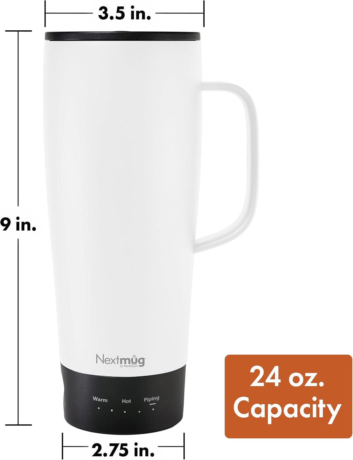 Nextmug Go - Temperature-Controlled, Self-Heating Travel Mug