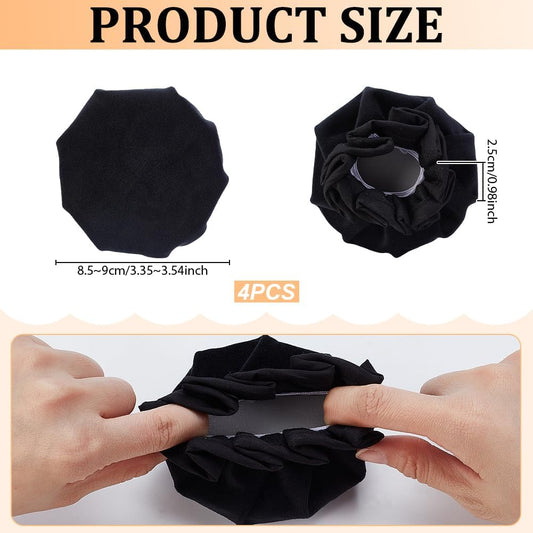 AHANDMAKER 4Pcs Door Knob Covers, Black Decorative Round Door Handle Covers Reusable Washable Soft Polycotton Doors Handle Protector Glove for Winter Anti-cold Anti-static Kitchen Cabinet Closet Doors