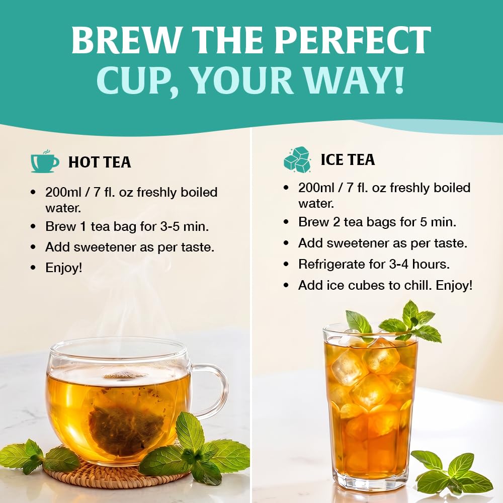 HANDPICK, Spearmint Tea Bags (40 Herbal Tea Bags) |Refreshing Mint Tea | Non-GMO | Round Eco-Conscious Teabags
