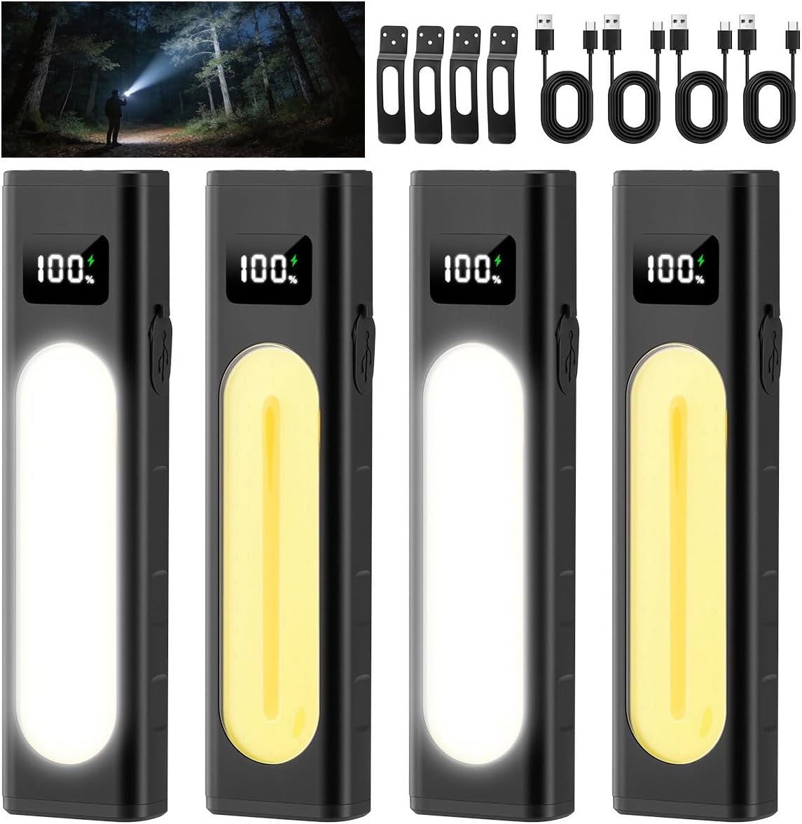 2P Rechargeable Flashlights High Lumens 1800, Magnetic Base for Work