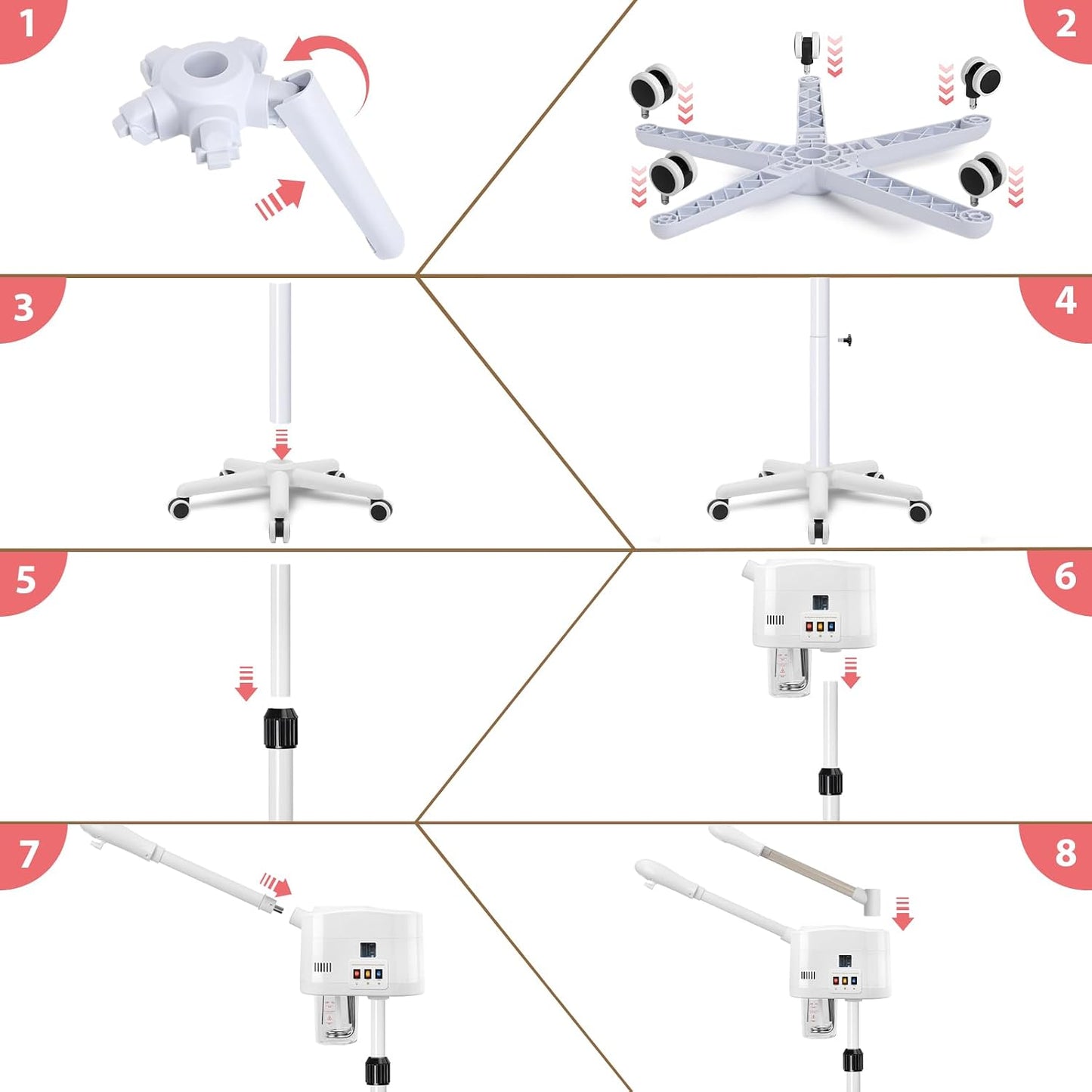 Professional Facial Steamer for Deep Hydration,2in1 Ozone Face Steamer with 5X Magnifying Lamp,Suitable for Home Use or Beauty Spa Deep Cleansing and Hydration