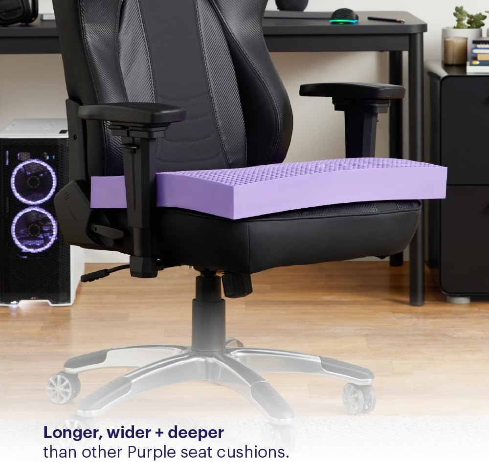 Purple Royal Seat Cushion, Portable 2 Inch Gel Seat Cushion, GelFlex Grid | Handles for Car, Office Chair, Stadium - Pressure-Reducing for Hard Seats, Temperature-Neutral, No-Slip - Made in USA