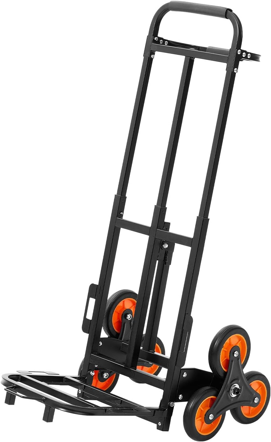 VEVOR 2 in 1 Aluminum Hand Truck 650 lbs, Convertible Hand Truck with 6 Wheels & Dual Handles, Integrated Frame Multipurpose Stair Climber for Home Shopping Moving Warehouse