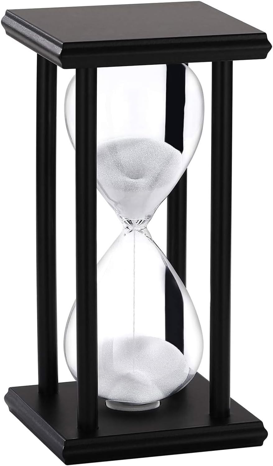 SuLiao Wood Hourglass 30 Minute, Black Wooden Stand Sand Timer Clock, Black Sand Watch 30 Min, Antiguo Reloj De Arena Half Hour, Large Unique Glass Sandglass for Home, Desk, Office Decorative