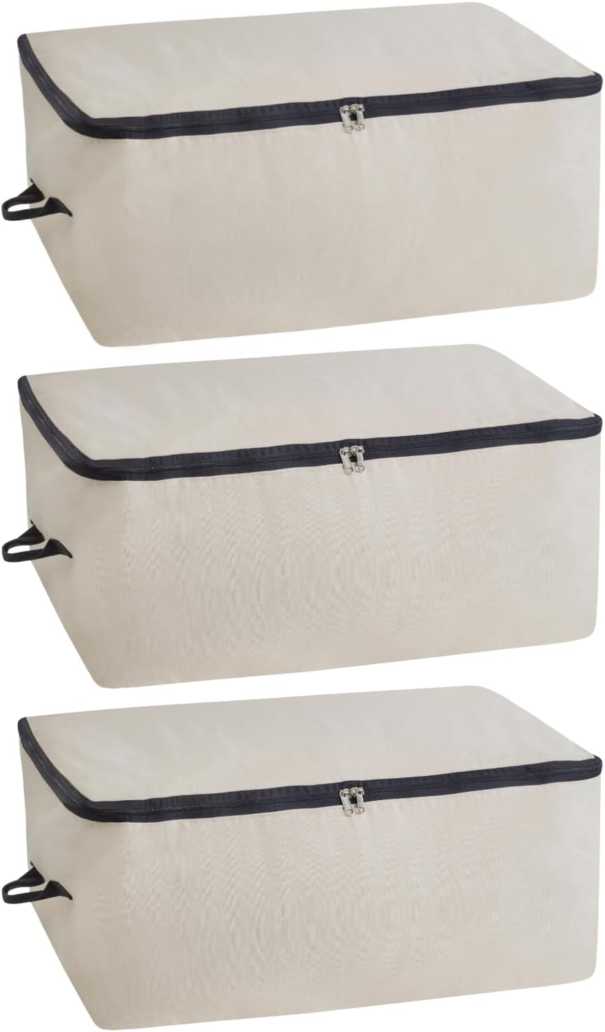 Canvas Storage Bags for Comforters and Blankets - X-Large Zippered Storage Bags for Blankets, Comforters, and Clothes - Easy Storage Under Bed, 100% Cotton, Breathable with Carrying Straps (2 Bags)