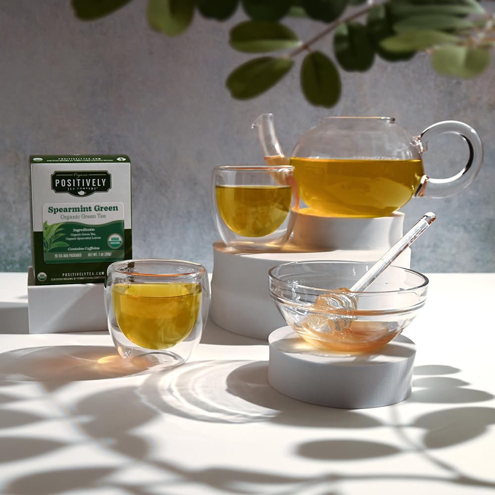 Positively Tea, Organic Spearmint Green Tea Bags, 20 Count