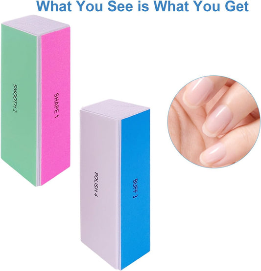 4 Way Nail Buffer Block (6 pcs), Nail Shine Buffers Blocks Files for Natural and Acrylic Nails Smoother Buffing Block Polisher Fingernail File Buffer 120/240/600/3000 Grit for Buffing Shinning