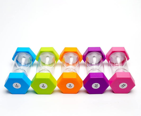 5 PCS Hourglass Kids Hourglass Timer Hourglass Set Colorful Sand Clock Kitchen Timer Time Management Includes 1 Minute, 3, 5, 10, and 30 Minutes, Different