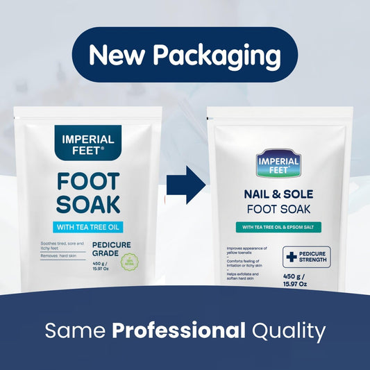 Imperial Feet Epsom Salt Foot Soak (PEDICURE GRADE)-Toenail Repair, Fungus Athletes Foot, Softens Calluses, Tired Feet & Nail Discoloration Foot Soak Salts with Tea Tree Oil 16oz (Green Fungal)
