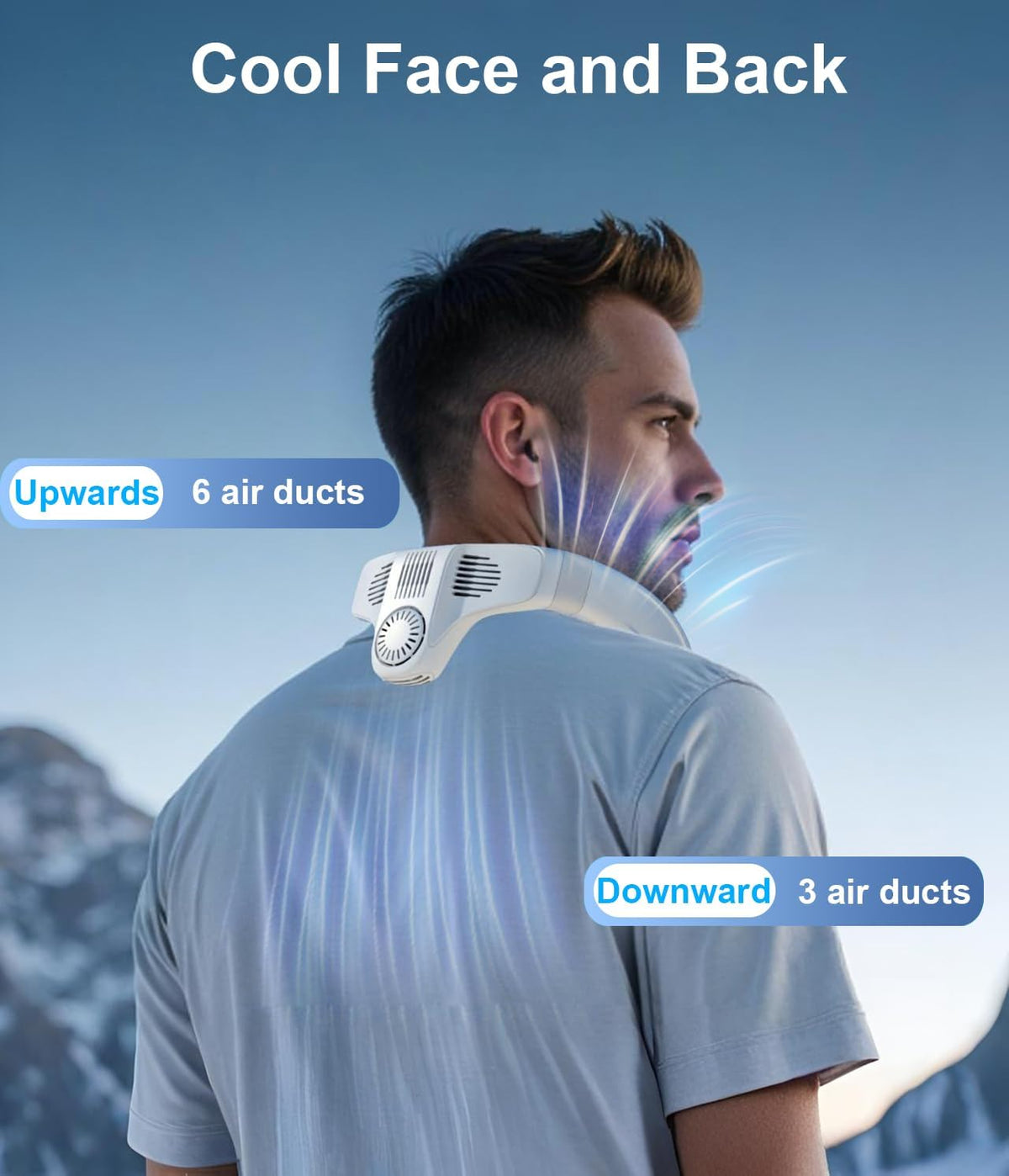 Neck Fan Air Conditioner with Large Cooling Plate, Portable Neck Fans that Blow Cold Air 360° Airflow, Wearable Personal AC Quiet Back Air Outlet 6000mAh Rechargeable,Gifts for Men Women Travel Office