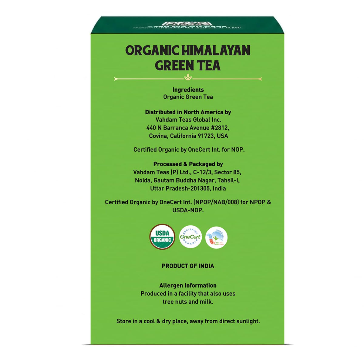 VAHDAM, Organic Himalayan Green Tea (100 Count) High Grown, Non GMO, Gluten Free, Low Caffeine | Earthy & Smooth | Resealable & Plant-Based Pyramid Tea Bags