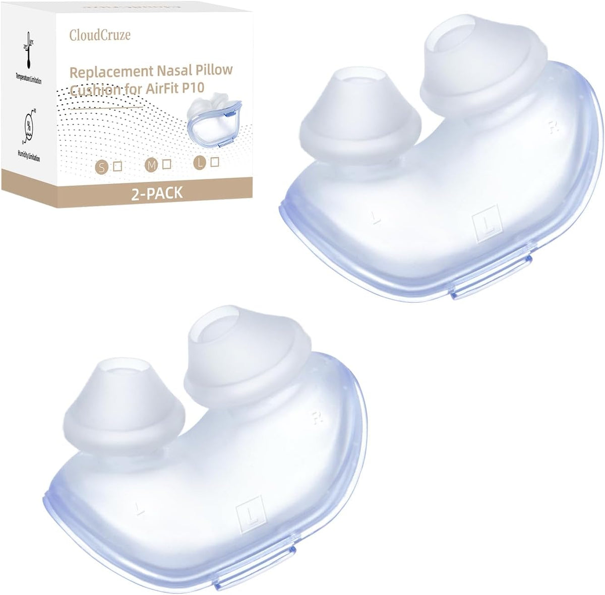 Replacement Nasal Pillow Cushion for ResMed AirFit P10, Ultra-Soft Silicone, Better Sealing, Minimize Leakage, Reduce Pressure Points, CPAP Supplies Accessories, Size Large