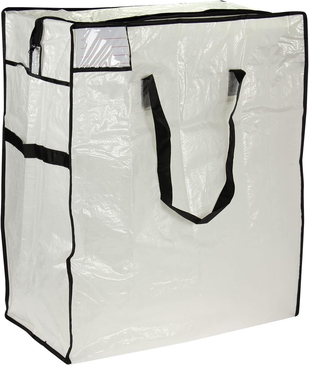 Household Essentials 2622 MightyStor Large Storage Bag with Handles | Clothing and Linen Storage Bag | White Tarp with Black Trim