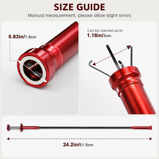 Flexible Magnetic Pickup Tool, 24 Inch Grabber Reacher Tool with 4-Claw Gripper and Spring Loaded Handle, Drain Clog Remover for Sink, Sewer, Bathroom, Kitchen, Engine Bay