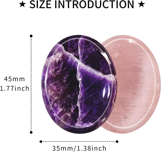 Mix 4pcs Worry Stone for Anxiety, Carved Pocket Thumb Palm Gemstone Natural Chakra Reiki Healing Crystals Therapy for Energy Yoga and Decoration (Mix 4pcs)