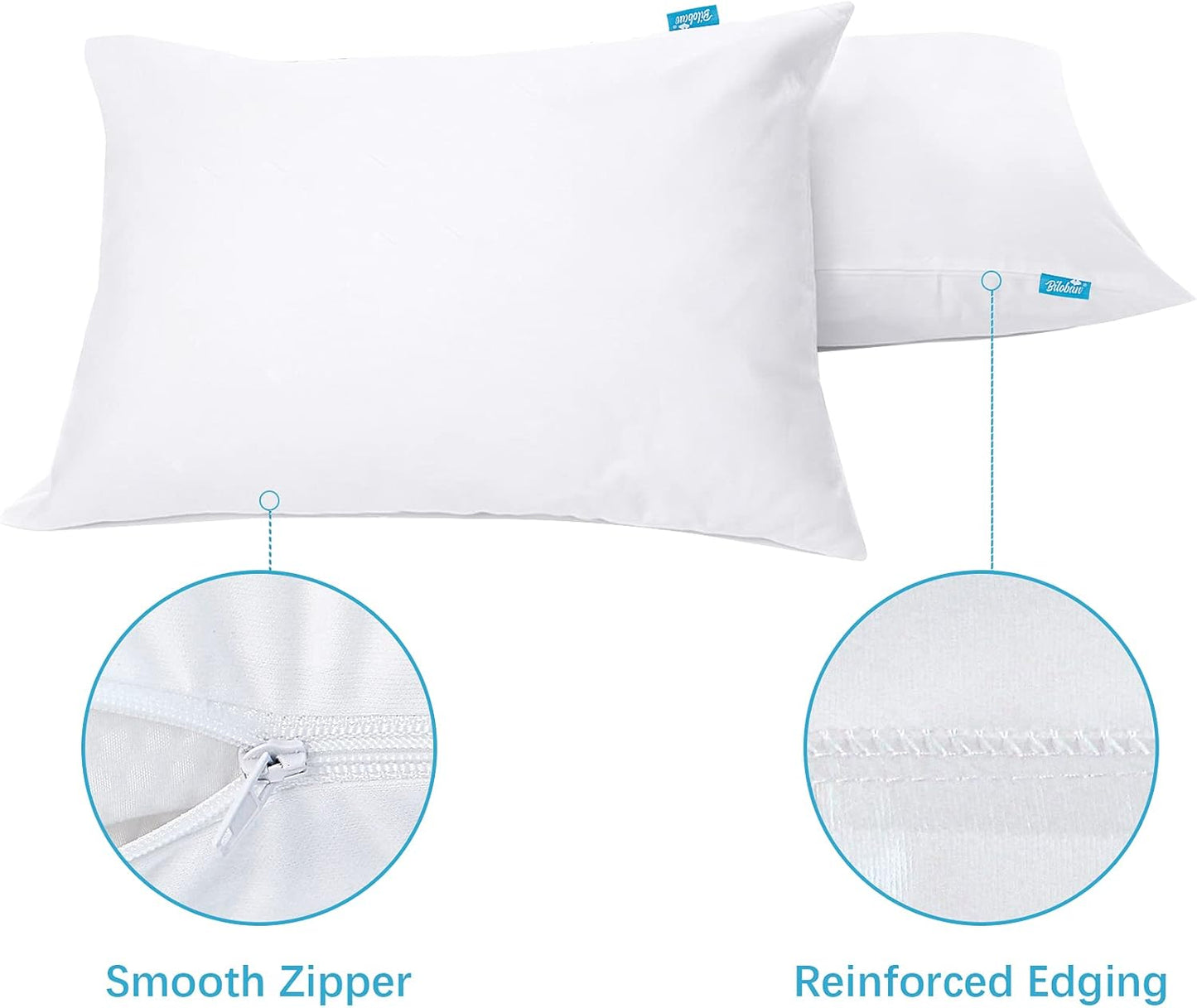 Pillow Protector 100% Waterproof & Noiseless Pillow Cover Pillow Protectors with Zipper Standard Size 2 Pack 20 x 26 Inches Pillow Cases Machine Washable