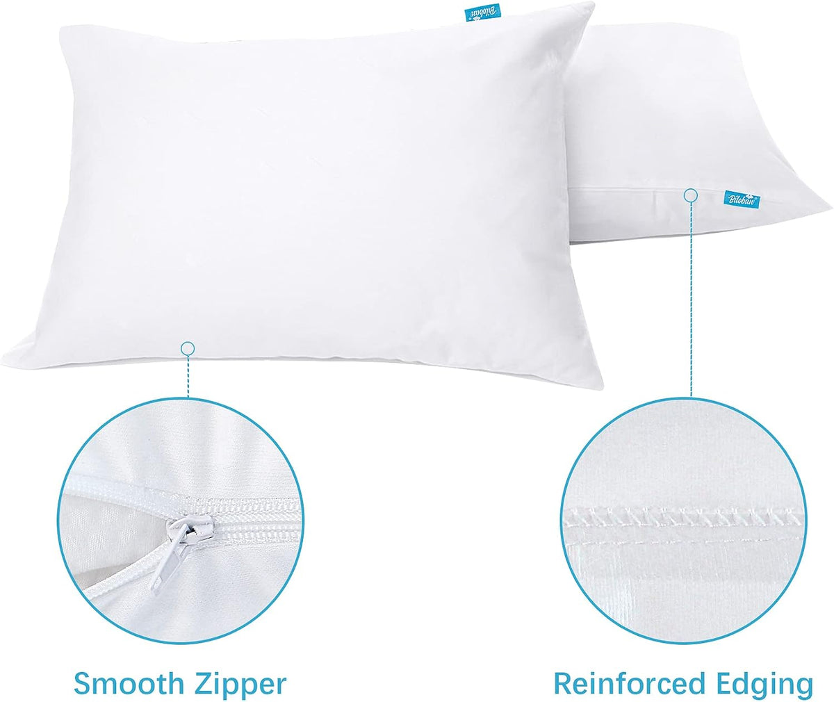 Pillow Protectors Waterproof 2-Pack, Standard Size with Zipper