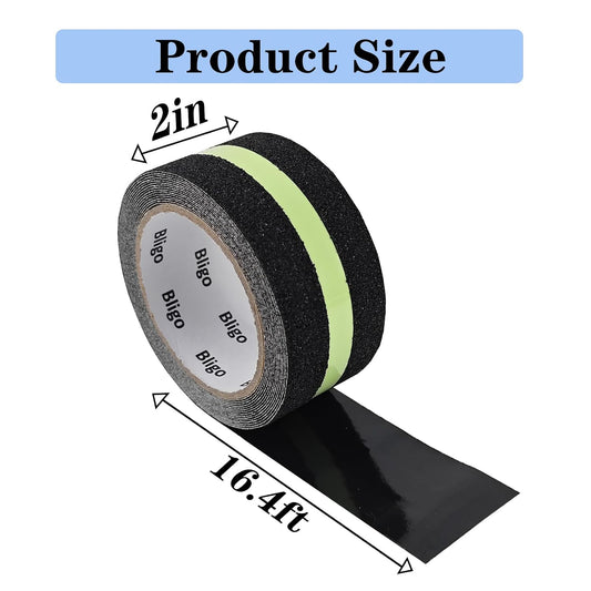 Anti Slip Tape 2in x16.4ft, Glow in The Dark Grip Tape for Stairs