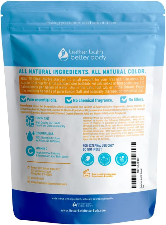 Detox Foot Soak Salts 32 Ounces with Lemon, Peppermint, Lavender Frankincense Essential Oils BPA Free Pouch with Easy Press-Lock Seal Soothe Athletes Foot, Soften Calluses, Relax Tired Feet