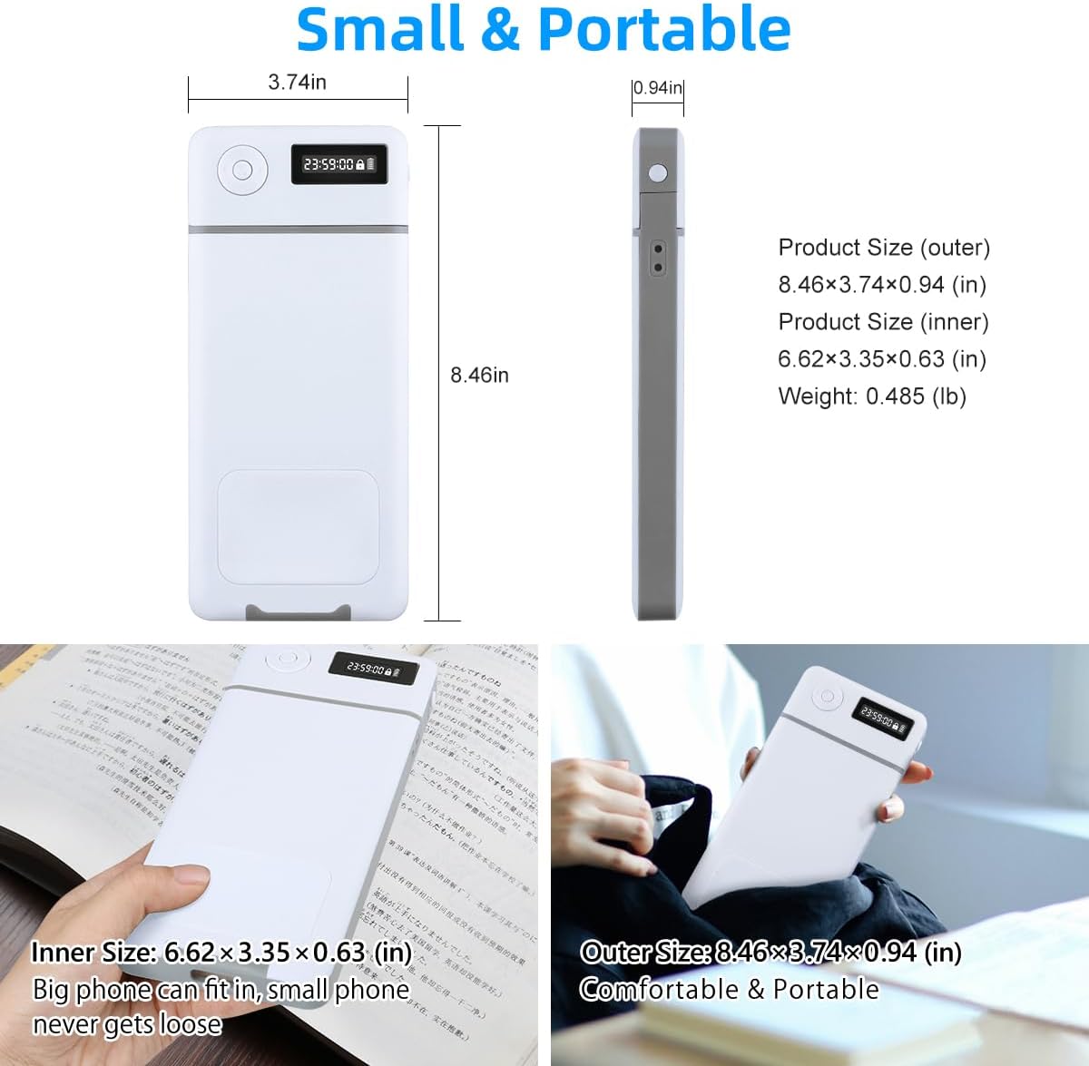 Phone Lock Box with Timer,Phone Lock Box,90 Days of Continuous Use,Quiet Mode,2 Charging Ports,Excessive Games,Mobile Phone Addiction