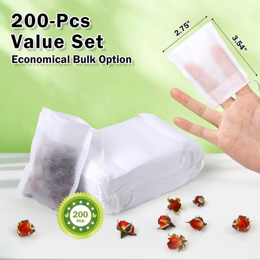 400Pcs Disposable Tea Bags for Loose Leaf Tea, Empty Tea Filter Bags for Cooking, Infuser Sachets for Spice, Coffee, Herb and More (3.54x2.75 Inch)