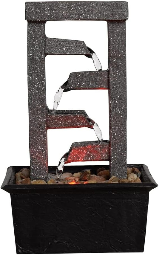 GOSSI Indoor Water Fountain Stump Rain Drop Meditation Desk Fountain Artistic Relaxation Waterfall for Home and Office Decor (22013)