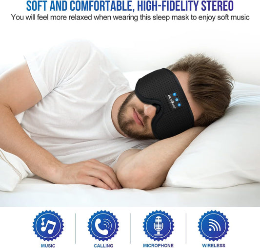 MUSICOZY Sleep Headphones Bluetooth 5.4 Headband Sleeping Eye Mask for Mom Women Men Wireless Music Earbuds Earphones for Side Sleepers Built-in HD Speakers Cool Gadgets Unique Gifts