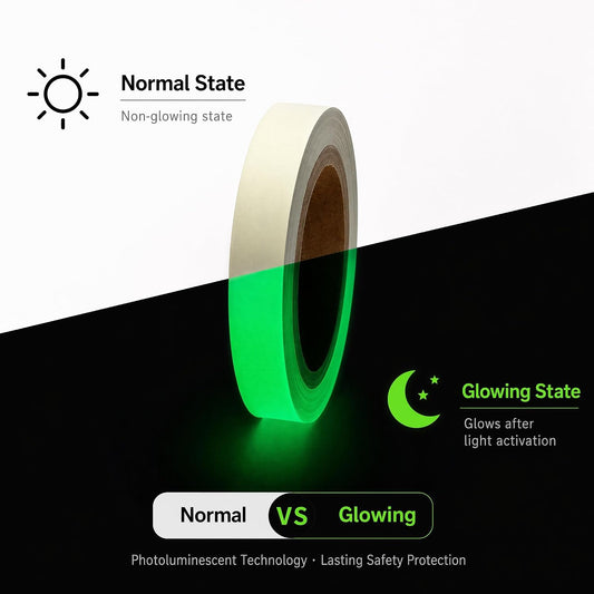 Glow in The Dark Tape, 2 Rolls Luminous Self-Adhesive Neon Tape (1.18in x 16.4ft) Green and Blue Photo-Luminescent Warning Tape for Home Safety, Stairs, Stage, and DIY Decoration