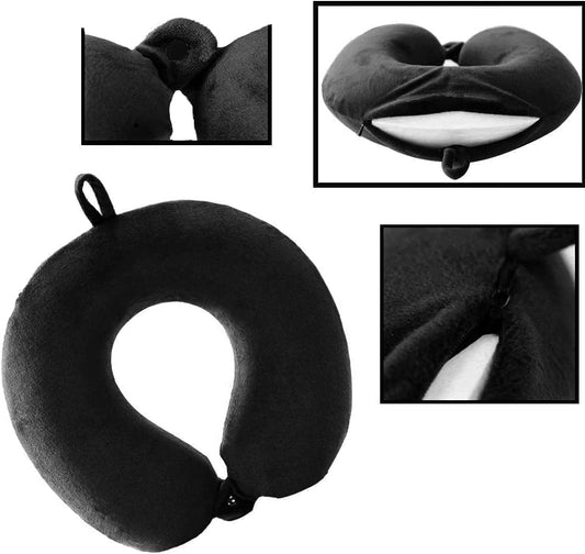 GDEOUP Travel Pillow 100% Pure Comfortable U Shape Memory Foam Pillows Neck and Head Support Portable Travel Neck Pillow Suitable for Planes Airplane for Traveling,Train,Self-Drivingng Car,(Grey)