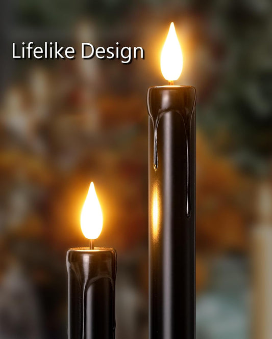 Homemory 6 Pack Flameless Taper Candles, No Remote, Realistic Flickering Battery Operated Candlesticks, Ivory LED Plastic Candle Safe for Weddings, Table Decor, Christmas, and Halloween