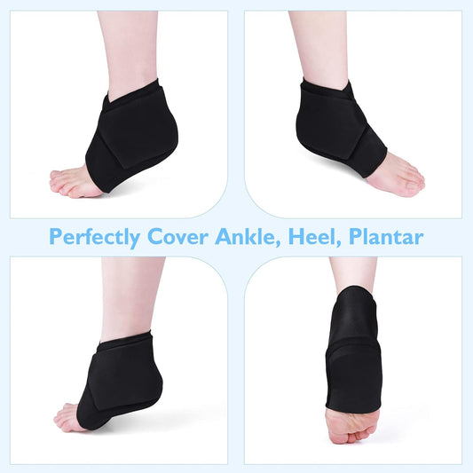 Helthrelife Heel Ice Pack for Pain Relief, Reusable Gel Ankle Ice Pack Wrap Hot&Cold Therapy for Heel Pain, Plantar Fasciitis, Achilles Tendinitis, Dry Cracked Heels, Sprain, Sports Injuries