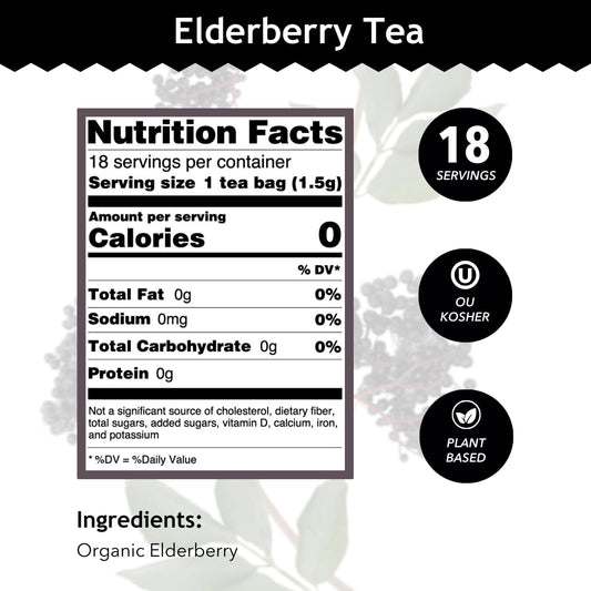 Buddha Teas Organic Elderberry Tea - Herbal Tea, Caffeine Free