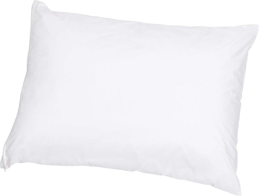 Amazon Basics Standard Breathable 100% Cotton Hypoallergenic Pillow Protector with Zipper, Machine Washable, White, 27 x 21 Inches, Pillows Not Included