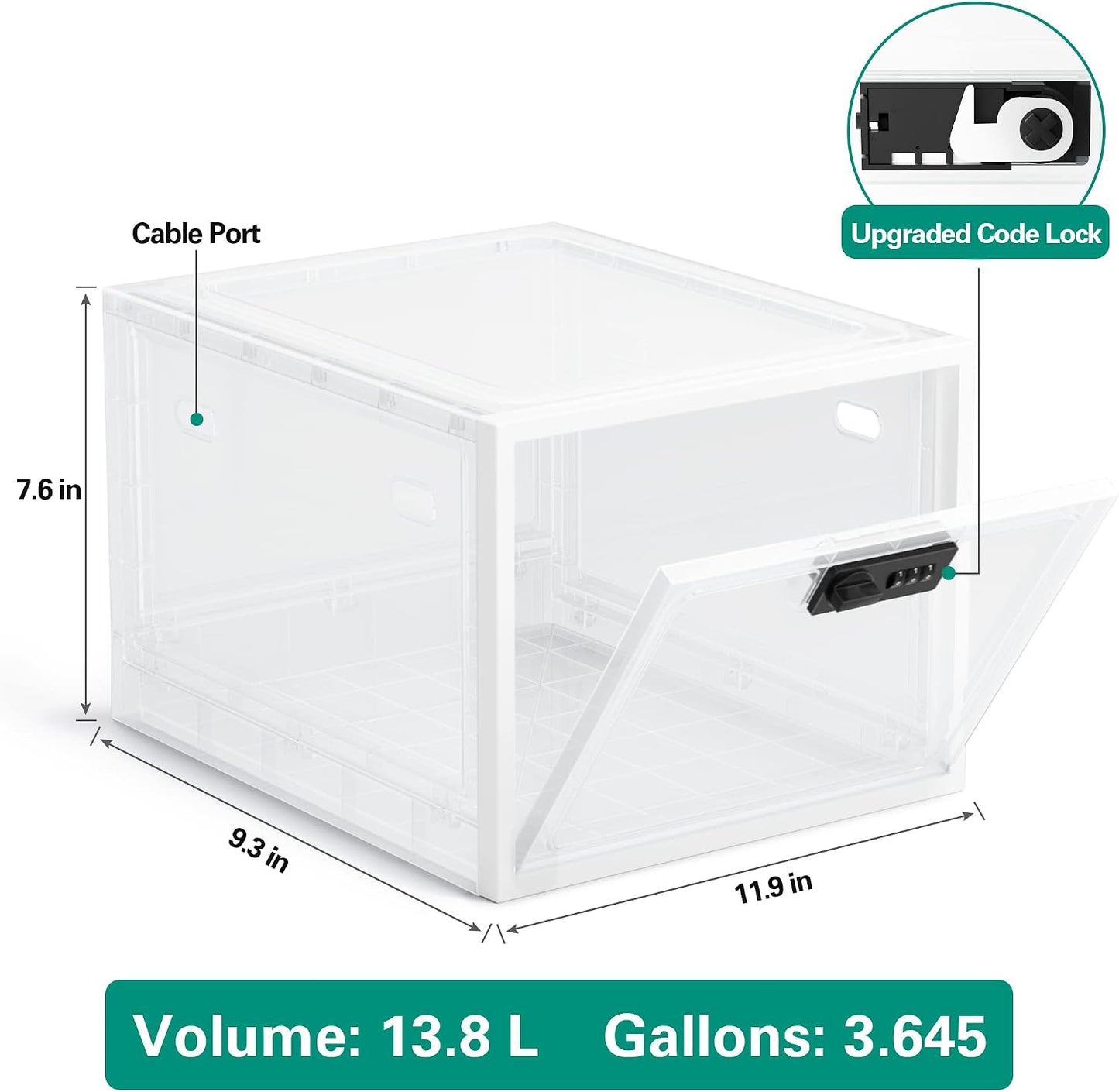 2 Pack Large Medication Lock Box, Lockable Medicine Storage Box for Medicine Safe/Phone/Refrigerator/Personal Items/Home/Office/Dorm, Black