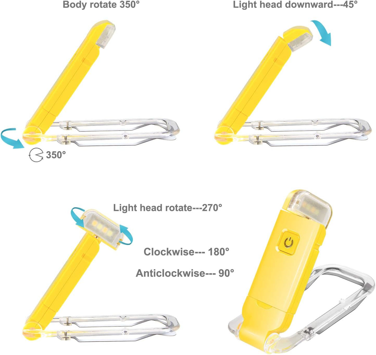 HONWELL Rechargeable Book Light, Clip On LED Reading Lights for Kids Reading in Bed, 3 Brightness Levels Dimmable Bookmark Light for Eye-Protection, Portable Reading Lamp for Bookworms, Travel(Orange)