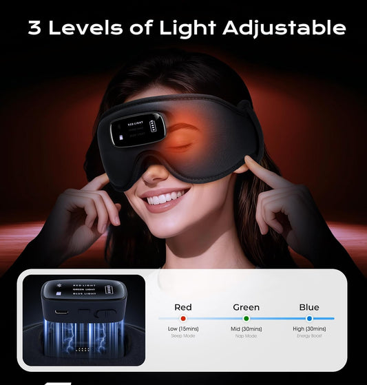 Sleep Mask with Headphones Bluetooth 5.4-3D Zero-Pressure Design AHUIARGY Adjustable Sleep Headphones 100% Light Blocking Sleep Headphones with White Noise Sounds Comfortable(Raven)