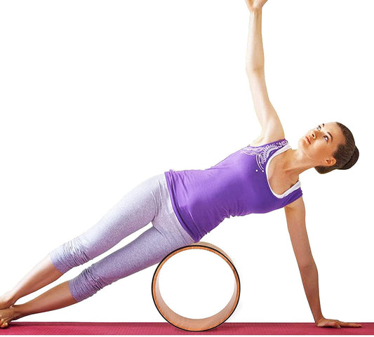 Cork Yoga Wheel for Stretching Flexibility Back Bends Deepen Yoga Pose Backbend Brown 5" x 12"