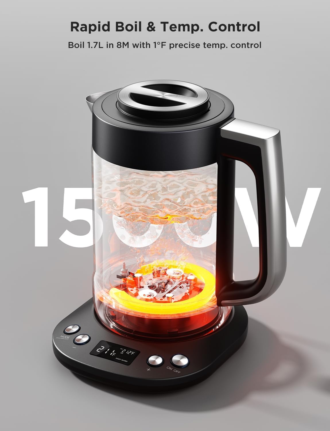 GoveeLife Smart Electric Kettle, Tea Infuser for Loose Leaf, 1.7L Silver