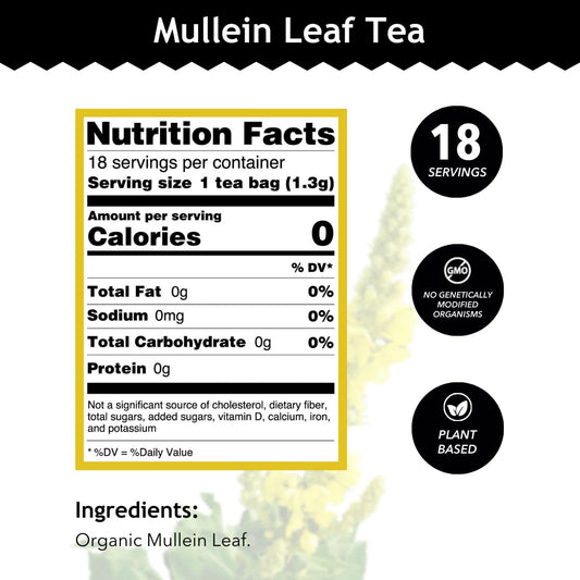 Buddha Teas Organic Mullein Leaf Tea - Herbal Tea & Caffeine Free