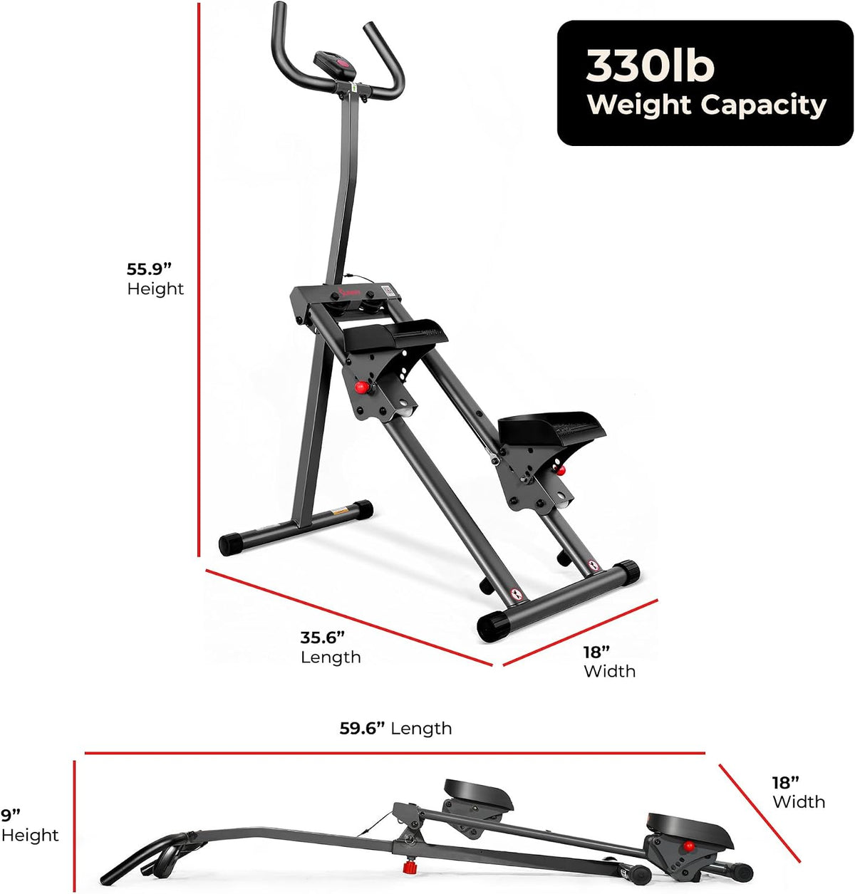 Sunny Health & Fitness Foldable Stair Climber with Extended Step Range