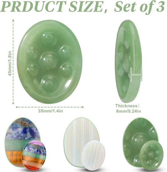 3 Pcs Thumb Worry Stones Green Aventurine Chakra Striped Opalite Anxiety Palm Stone Crystal Hand-Carved Healing Stones with 3 Kraft Cards Grounding Soothing Stones for Anxiety for Relief Meditation