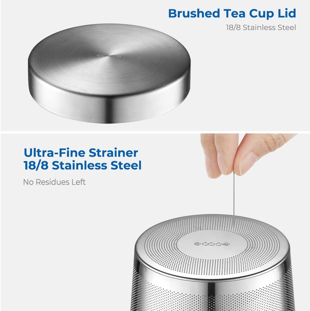 ecooe Tea Infuser Mug 16.9oz Glass Tea Cup with Removable Stainless Steel Infuser and Lid, Clear Glass Tea Cup 500ml Teacup for Loose Leaf Tea, Birthday for Parents Dad Mum Friends (Bronze)