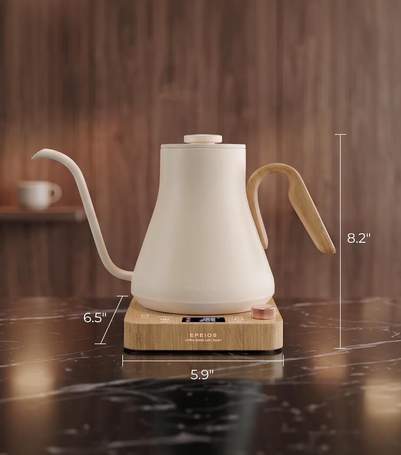 Epeios Electric Kettle, Gooseneck Electric Kettle with ±1°F Temperature Control, 1200W Rapid Heating for Pour Over Coffee & Tea, 304 Stainless Steel Interior, Auto Shut-Off, 0.9L, Black