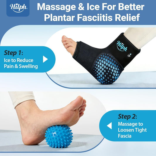 Hilph Ankle Foot Ice Pack Wrap with Massage Ball for Plantar Fasciitis