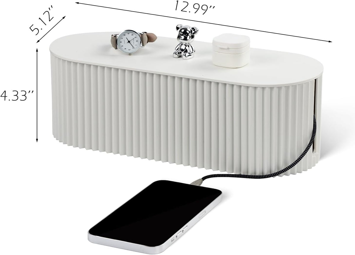 Cable Management Box Large Cable Organizer Box for Power Strips, Surge Protectors, Chargers, Adapters, TV Computer Wires Cable Hider Organizer Box with Cable Ties,Clip Holders - Khaki