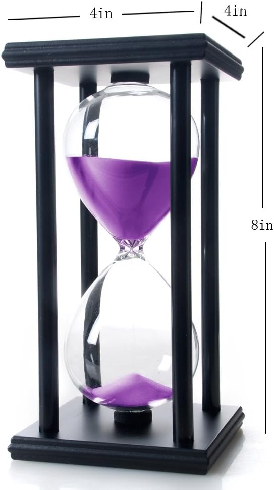 60 Minutes Hourglass, Wood Sand Timer, White | 4 x 4 x 8 inch Sand Clock