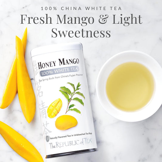 The Republic of Tea Honey Mango 100% White Tea, Low Caffeine, 50 Count